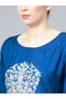 Women Blue Embroidered Kurta with Palazzo Set - 4
