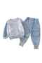 Two-Piece Clothing Set for Girls | 12-18 Month | Blue&Gray | Cotton | T-shirt & Pants | Flexibility - 4