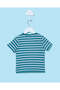 Infant Boys Blue With White Striped T-shirt - 4
