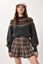 Checkered Pleated Mini Woven Skirt Ldn0001 Brown - 2