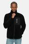 Carlino Black Mock Neck Zippered Sherpa Printed Loose Fit Men's Fleece Coat - 3