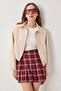Checkered Pleated Mini Woven Skirt Ldn0001 Bordo - 3