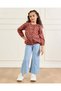 Girls Brown Floral Print Casual Blouse - 2