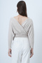 Beige Front and Back Double Breasted Collar Tie Detail Crop Blouse Alc-X14346 - 7