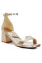 Women Metallic Block Heel Sandals in Gold