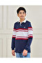Navy Cut & Sew Long Sleeve Polo