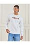 Men Ivory Crew Neck Chest Embroidery Sweatshirt