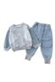 Two-Piece Clothing Set for Girls | 36-48 Month | Blue&Gray | Cotton | T-shirt & Pants | Flexibility