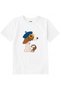 Cotton Fabric Children's T-Shirt – Dog in a Beret Drinking Coffee B Printed T-Shirt