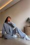 Women's Zippered Oversized Sweat and High-Waisted Sweatpants Set Nm018 - 3
