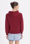 Women's Relax Fit Comfortable Cut Cotton Hooded Kangaroo Pocket Burgundy Sweatshirt - 7