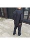 Men's Black Corded Fabric Velvet Fabric Shirt Pants Double Suit - 2