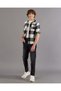 Senior Boys Black And White Checkered Denium Shirt - 2
