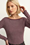 Burgundy Striped Boat Neck Long Sleeve Top 100% Cotton