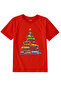 Cotton Fabric Children's T-Shirt – Christmas Tree with Vehicles Printed