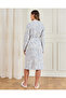 Women Blue All Over Print Quilted Nightgown - 3