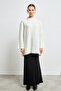 Women's Ecru Turtleneck Soft Textured Basic Sweater