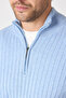 Romulo Male Baby Blue Cotton Italian F Corded Fabric Half Zippered D Mock Neck Regular Fit Sweater - 2