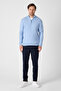 Romulo Male Baby Blue Cotton Italian F Corded Fabric Half Zippered D Mock Neck Regular Fit Sweater - 8