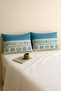 Veronika 2-Pack Turquoise Patterned Cotton Fabric Zippered Pillowcase - 3