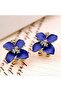 Blue New Elegant and Noble Earrings Blue Flower Crystal Camellia Earrings Ladies Simple Christmas Ea - 3