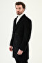 Striped Slim Fit Wide Collar Double-Breasted Velvet Men's Coat Black - 21336.25K - 4