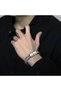 Silver 21cm Hip Hop Stainless Steel Braided Double Row Front and Back Fish Scale Magnetic Buckle Bra - 4