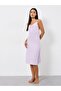 Lace Butterfly Back Detail Ribbed Slip Dress - 2