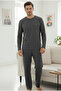 Smoked Long Sleeve Embroidered Knitted Men's Pajama Set7795 - 2