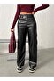 High Waist Loose Leg Leather Pants - 5