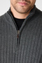 Romulo Men's Smoked Cotton Italian F Corded Fabric Half Zippered D Mock Neck Regular Fit Sweater - 2