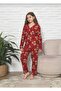 Girl's Cotton Buttoned Long Sleeve Teddy Bear Patterned Suede Pajama Set