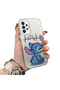 Samsung Galaxy A73 Compatible Stitch Couple Pattern Case Silicone Edge Hard Back Anti-Fall - 2