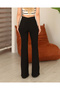 Women's Black High Waist Stretch Fabric Flared Jean Pants - 8