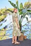 Women's Ethnic Patterned Short Sleeve Front Buttoned V-Neck Dress 25005 - 7