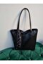 Black Heart Scarf Detailed Zipper Closure Shoulder Bag - 4