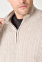 Focus Men's Light Mink Hair Knit Half Zipper Cotton Blend Sweater - 2
