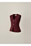 V-Neck Gold Buttoned Stylish Women's Vest Blouse - 6