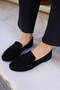 Ribalta Women's Black Genuine Leather Suede Ballerinas - 3