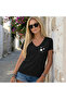 Star Printed V-Neck Regular Fit Women's T-Shirt