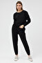 Women's 3 Thread Non-Shardon Cotton Black Sweatpants - 4
