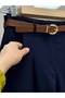Melita Back Cover Carrot Leg Belted Trousers-Mt5018 Navy Blue - 3