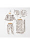 Leopard Patterned Ruffled 5-Piece Newborn Hospital Discharge Set with Gloves
