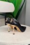 Women's Alexal Black Back Buckle Detail 10 cm Thin Heel Shoe & Stiletto - 7