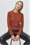 Women's Front Love Patterned Ultrasoft Viscose Basic Knitwear Sweater Tile