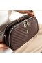 Women's Quilted V Patterned 3-Compartment Snap Fastener Adjustable Long Strap Shoulder Bag