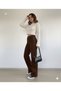 Larue Women's Brown Super High Waist Loose Stretch Fabric Wide Leg Denim Jeans - 2