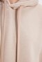 Women's Oversized Wide Cut Cotton Soft Textured Fleece Inside Basic Beige K Hooded Sweatshirt - 6