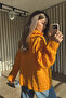 Orange Zippered Hair Knit Sweater - 6