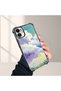 iPhone 11 Compatible Transparent Silicone Flutter Protective Case Colorful Cloud Patterns